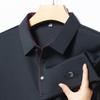 Men's Business Casual Short Sleeved Shirt with Badge Solid Color Polo Shirt Fashionable Breathable Comfortable Versatile Top