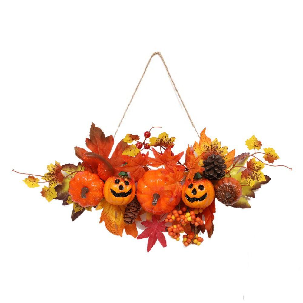 Durable Wall Hanging Props Artificial Halloween Maple Leaf Pumpkin Pendant Realistic   Thanksgiving