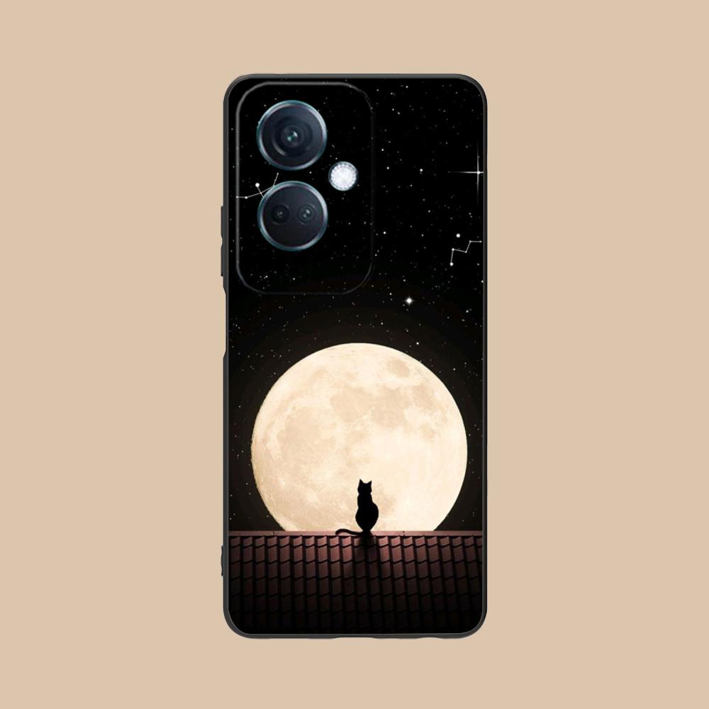 

Чехол для телефона Luna Moon Cat для OPPO Reno 14 13 12 11 10 9 8 7 6 5 F T Pro 5G Цветной печатный чехол Чехол Красивый Роскошный OPPO Reno5 5G