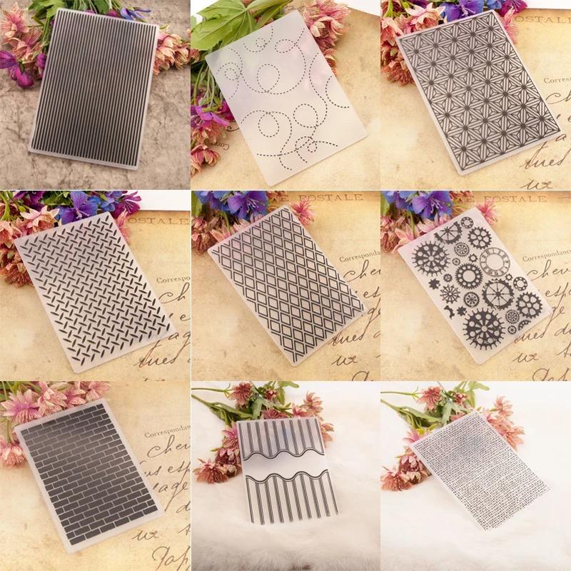 3D Textured Impressions Embossing Folder, Line Textured Dot Background Embossing Folder for Card Making DIY Craft Art Supplies
