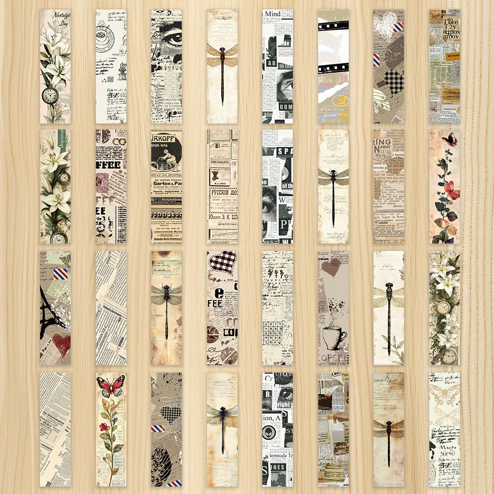 

32 pcs, Vintage Newspaper Style Bookmarks for Teachers, Readers and Lovers, Bookmarks, Gifts, Party, Birthday