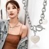 Colgante de Acero de Titanio Carta de Amor Versátil Cadena de Cuello Hip-Hop Accesorios de Cadena Corta para Suéter Femenino Mujer