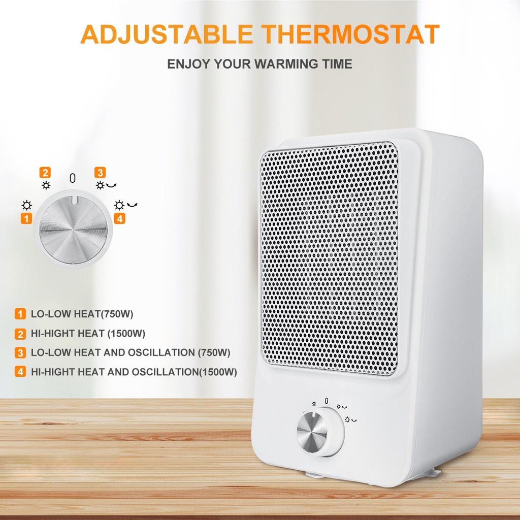 750W/1500W 2Gear Portable Heating Fan Mini Desktop Air Cold Warm Heater Fan Winter for HomeOffice Electric Heater