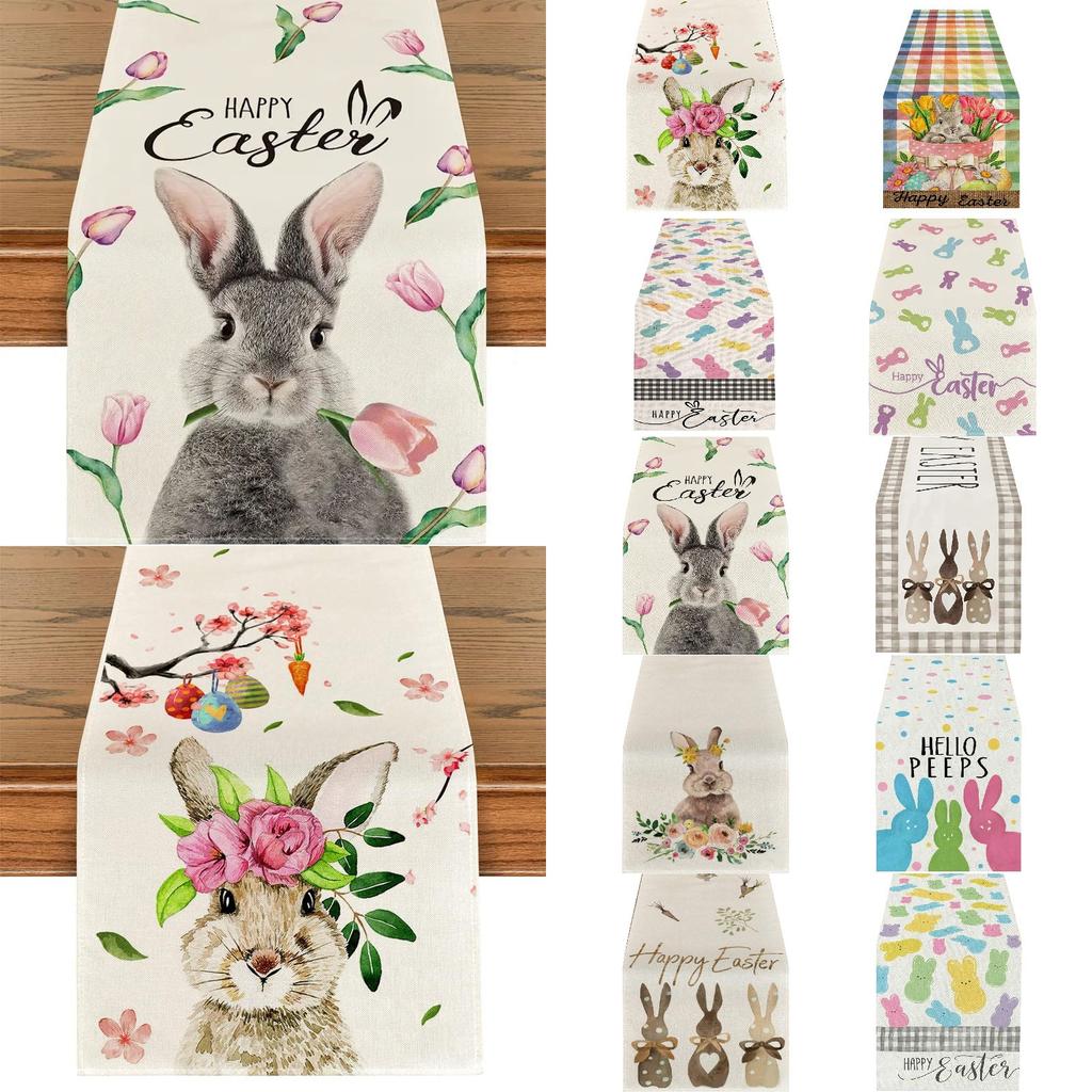 Easter’s Day Table Runner Merry Tablecloth  Holiday Table Decorations
