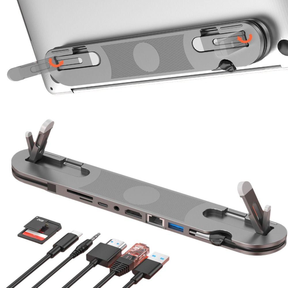 Gigabit Ethernet Laptop Docking Station Stand 7 In 1 Expander Professional USB C Hub