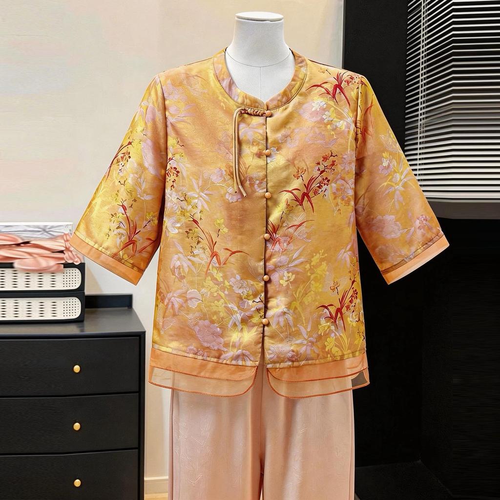 Mom's 2026 Summer Stylish Chinese Short-Sleeved Shirt for Middle-Aged & Elderly Women