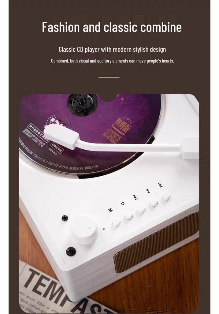 Bluetooth CD Player & Home Speaker - Multi-Function Music & Album Player
