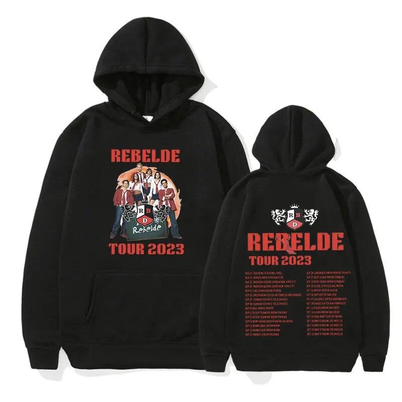 

Rebelde RBD Tour Concert 2023, новая толстовка унисекс, женская повседневная осенне-зимняя толстовка в стиле хип-хоп, большой пуловер, уличная одежда