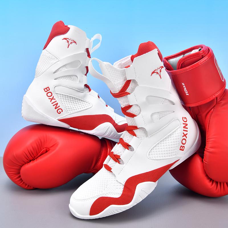 2026 Nya Höga Brottarskor för Män Andningsbara Boxningssneakers Slitstarka Kampsportssneakers Manliga Boxningsträningskängor