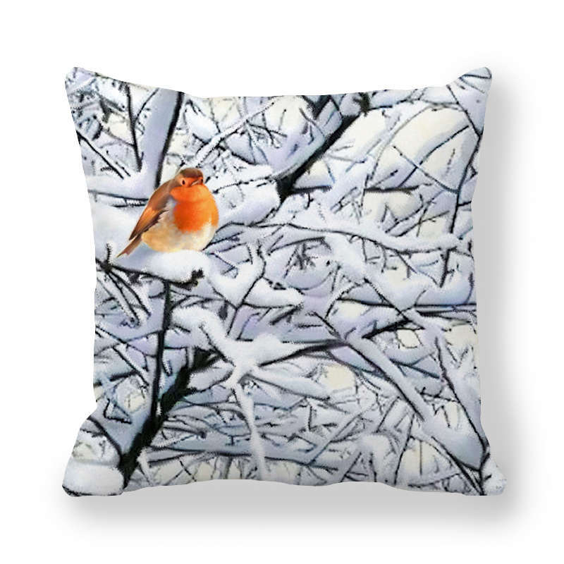 Christmas Snow And Ice Cartoon Pattern Digital Printing Short Plush Pillow Covers For Car Sofa Office Cushion Cover Home Goods