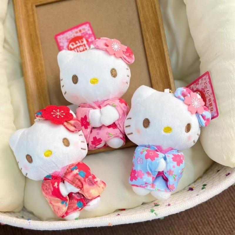 Sakura Mount Fuji Kimono Hello Kitty plush Stuffed Pendant Cartoon Kitty Anime Plush Doll Pendant Bag Accessories Gifts