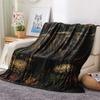 1PC Dark Floral Wildlife Print FlAannel Blanket, High quality Comfortable for All Seasons, Home Decor, Warmth and Comfort