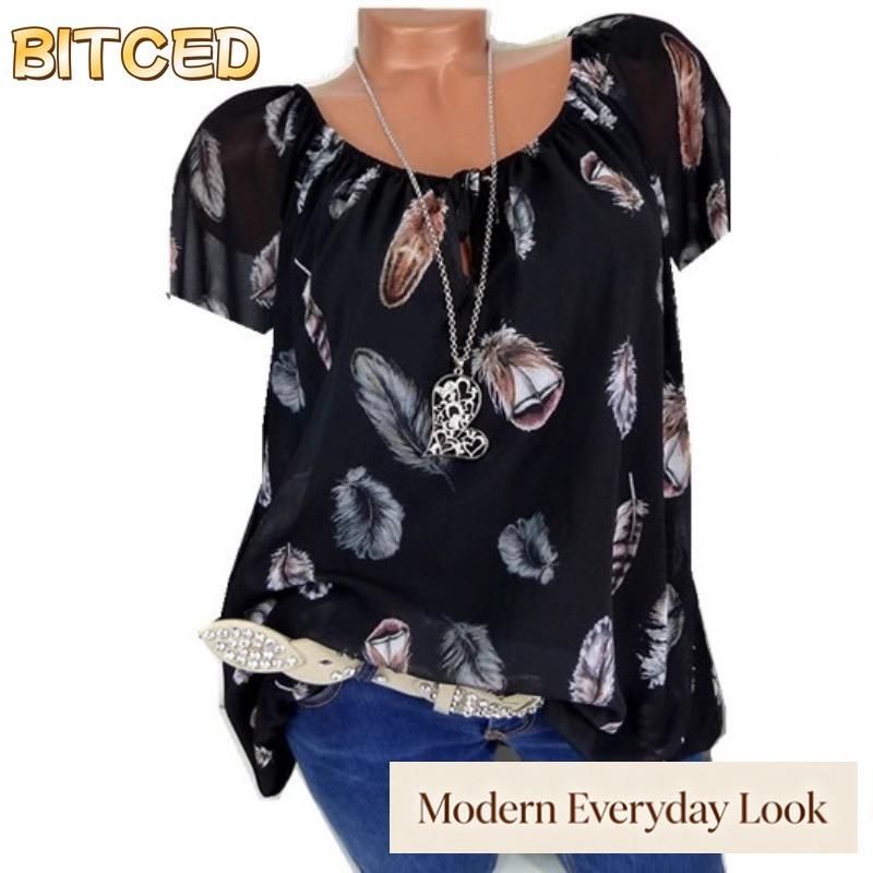 BITCED Women's Fashion Casual Short Sleeve V Neck Blouses & Shirts