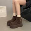 Leichte Damen-Plattform-Winterstiefel mit dicken Sohlen, Warmes Fleece-Futter, Rutschfest, Strapazierfähig, Lässige Baumwollstiefel