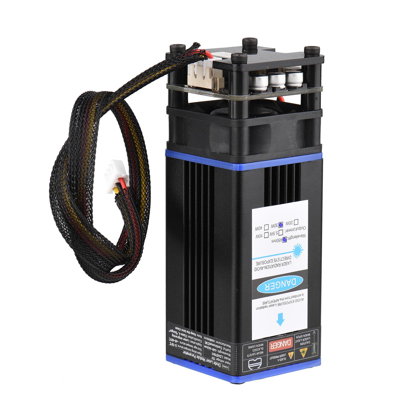 

Лазерный модуль 450 нм, лазерная гравировальная головка с фиксированным фокусным расстоянием, высокоскоростной лазерный гравер, резак 3D 30W чёрный