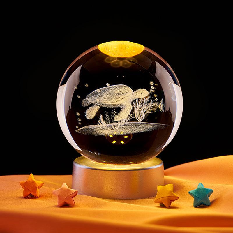 Laser Engraved Sea Turtle Crystal Ball Night Light - Perfect Birthday Gift for Friends or Classmates