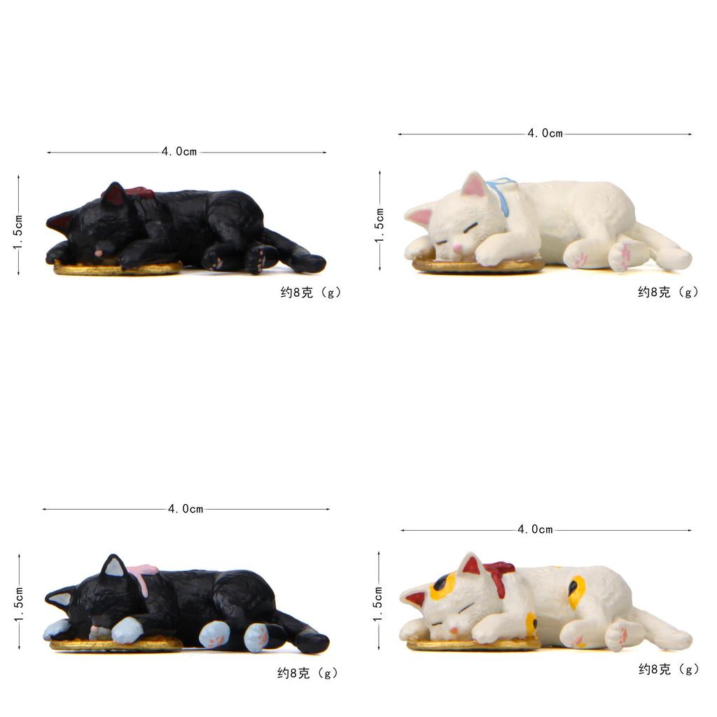 Sleeping Cat Animal Statue Set With Synthetic Resin For Home Garden Micro Scene Projects