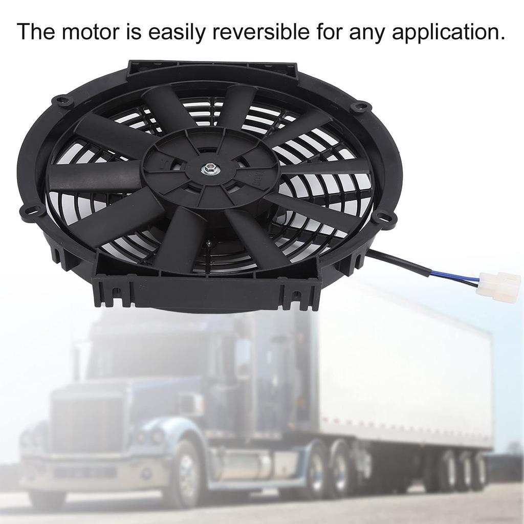 10-inch Universal Radiator Cooling Fan, 24V 80W 2100RPM Slim Fan with 10 Straight Blades for Universal Cars