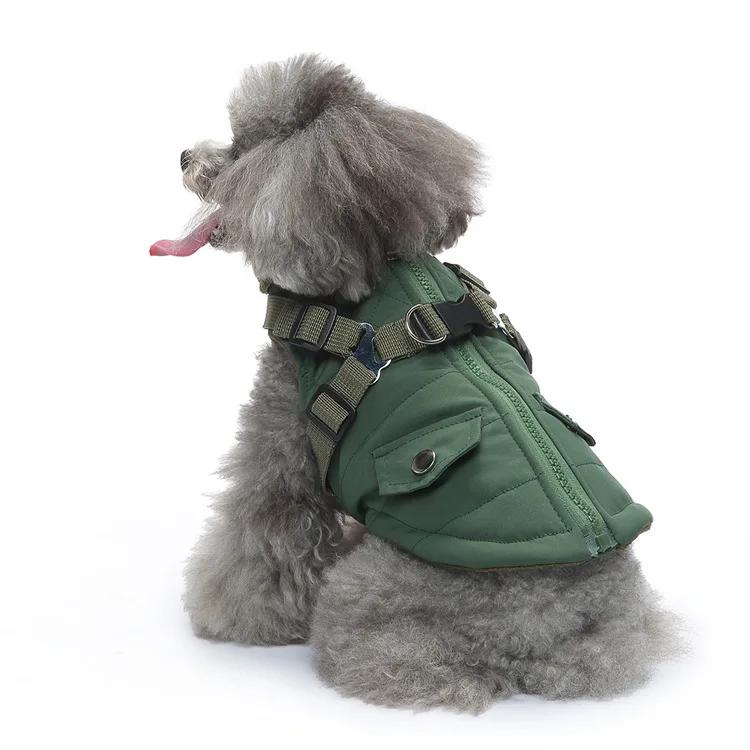Winter Pet Chest and Back Universal Cotton-padded Dog Clothes Reflective Winter Pet Cotton-padded Clothes Traction Zipper