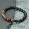 New Natural Wooden Bracelet For Men Meditation Braslet Volcanic Rock Braclet Gemstone Stretch Beaded Brazalete Pulsera