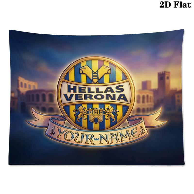 Custom Name Hellas Verona FC Printed Tapestry – Wall Hanging for Bedrooms, Dorms, and Home Decor