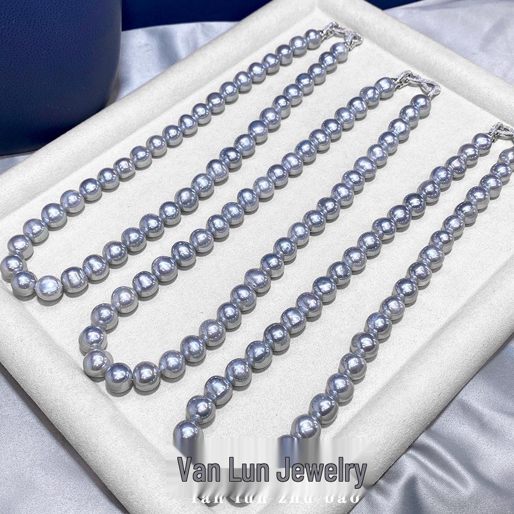 Gray Freshwater Pearl Necklace with Strong Luster – Comparable To Seawater Akoya