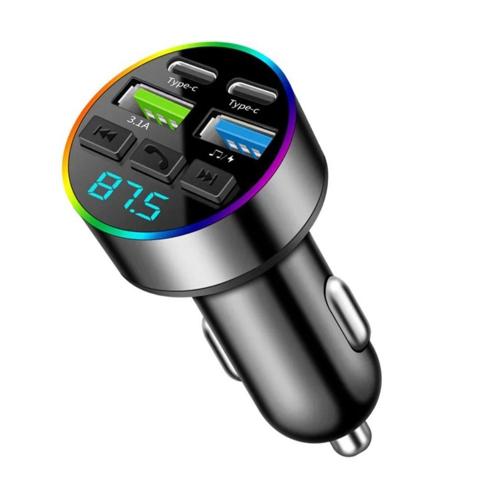 Bluetooth 5.0 Bluetooth FM Transmitter USB 3.1A LCD Digital Display Car Bluetooth Player Multifunctional 2 Type-C Ports