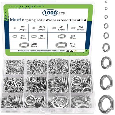 1000 Stück in Box 304 Edelstahl Federringe Set M2-M12
