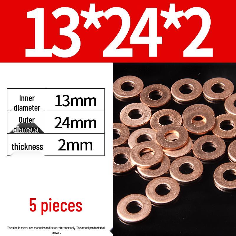 2mm Pure Red Copper Sealing Ring Marine Instrument Flat Washer