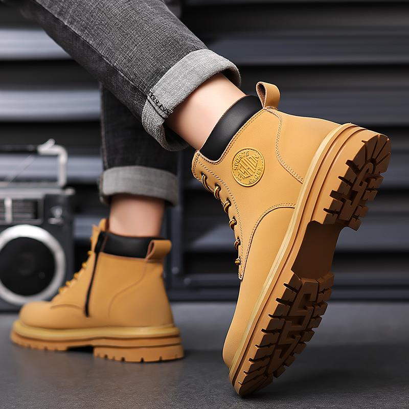 Male Winter Plush Snow Boots Low Top Mens Sneakers Stylish for Men Motocross Boots Lace-Up All-match Men Boots Men's Shoe