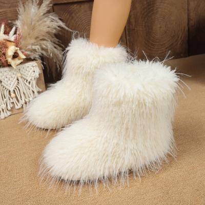 Fashion Winter Cold-proof Warm Plus Fleece Snow Boots Mid-barrel Faux Wool Boots for Women