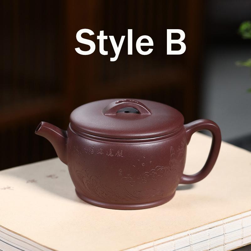 Yixing Lila Tontopf Original Mine Lila Ton Reiner handgeschnitzter Guancanghai Hanwa Topf Trinken Pu'er Chinesische Teekanne 200ml