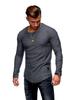 Men's Slim Fit Pleated Solid Color Long Sleeve Raglan T-shirt