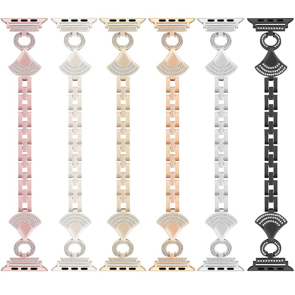 Stainless Strap for Apple Watch Series 11 10 42mm/9 8 7 41mm/SE3 SE2 SE 6 5 4 40mm/3 2 1 38mm Shell Shape Rhinestone Decor Watch Band