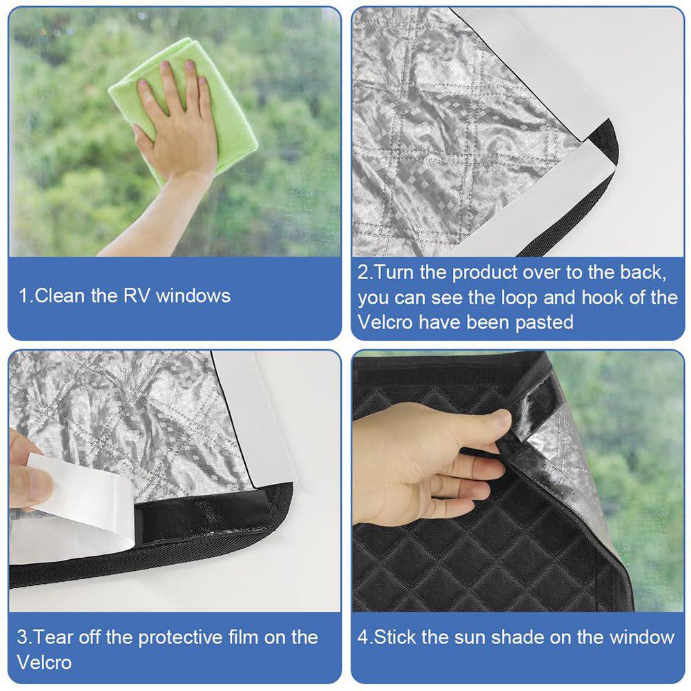 Foldable Aluminum Sunshade for RV Windows - Blackout Foil Travel Camping Side Block