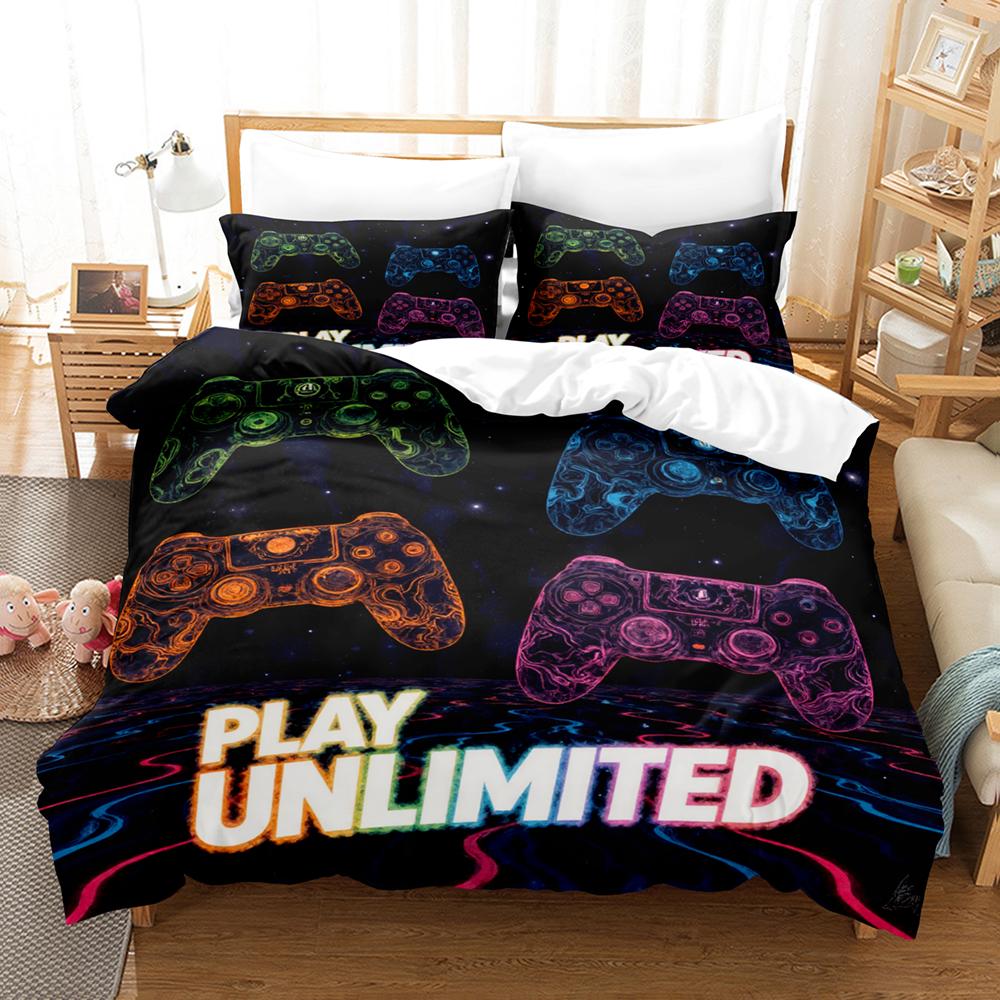 3PCS Space Fragment Game Console Cover 1Duvet Cover 2Pillowcases 100% Skin Friendly Polyester Comfortable Bedding No Padding
