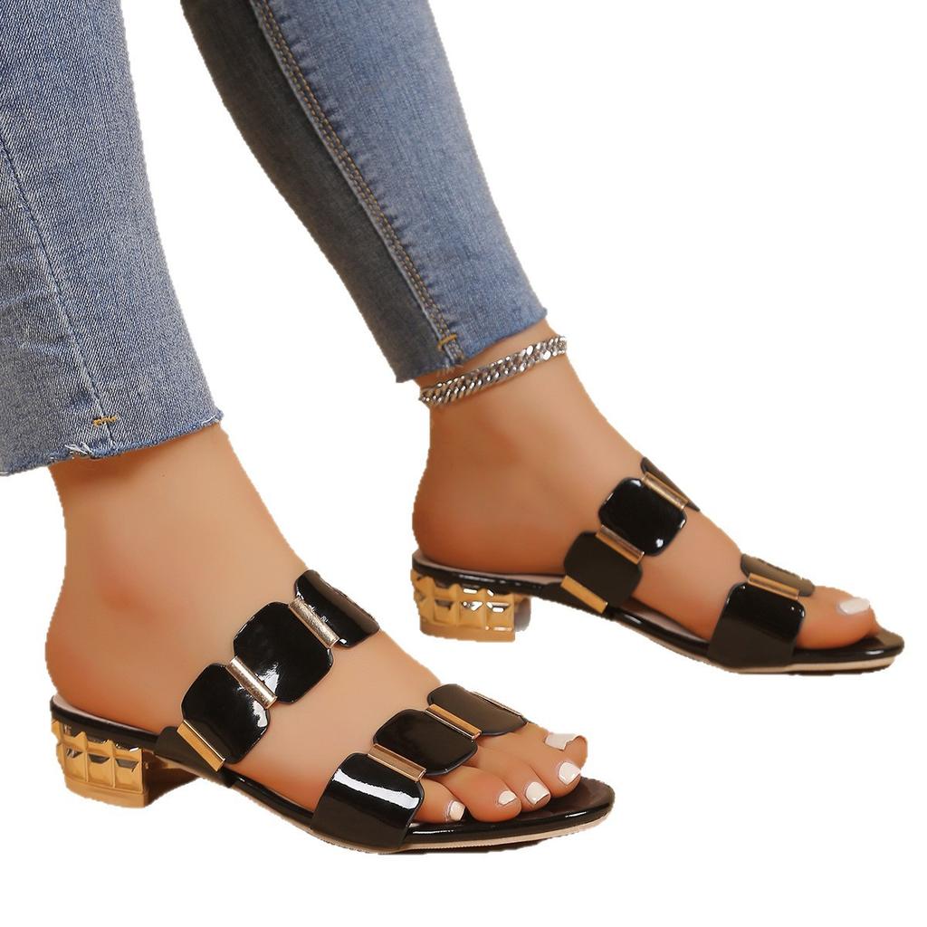 Chanclas de Nuevo Estilo para Tallas Grandes, Zapatos de Tacón Alto con Suela Gruesa para Mujer