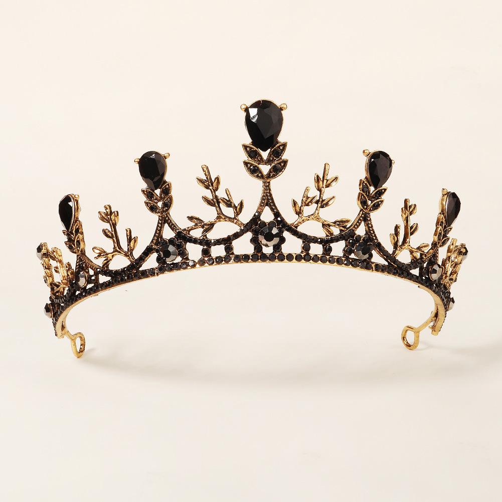 Halloween Jewelry Rhinestone Alloy Crown Holiday Party Dance Dress Headdress High-end Black Crown