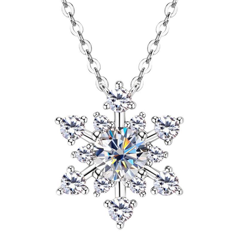 Silvere Glam The Charming New Ins Style In Silver And The Snowflake Moissanite Necklace S925 Sterling Silver Collarbone Chain