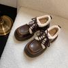 Small Fluffy Shoes Plush Women's Shoes Platform Shoes Lace-up Leather British Casual Small Leather Shoes