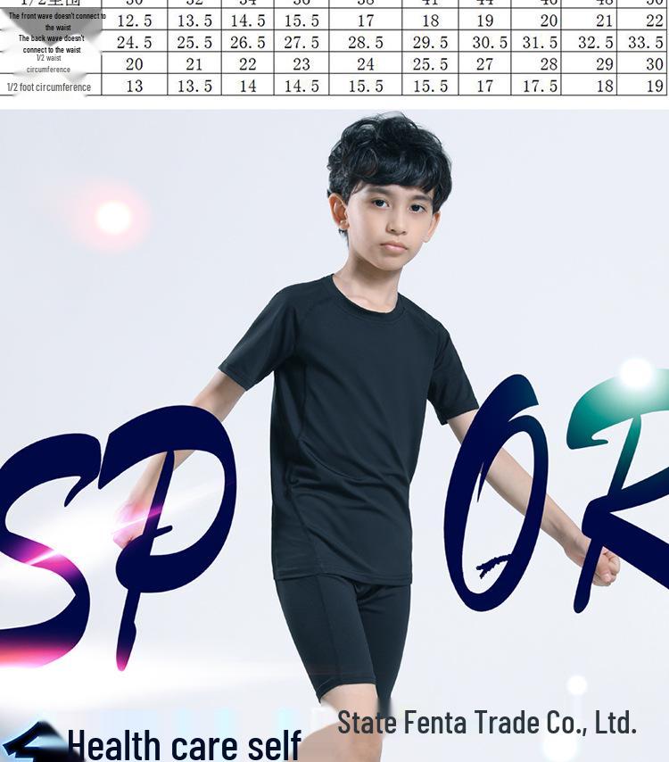 Kids' Quick-Dry Activewear Set: Breathable Short-Sleeve Bodysuit & Elastic Five-Point Pants for Summer Fitness