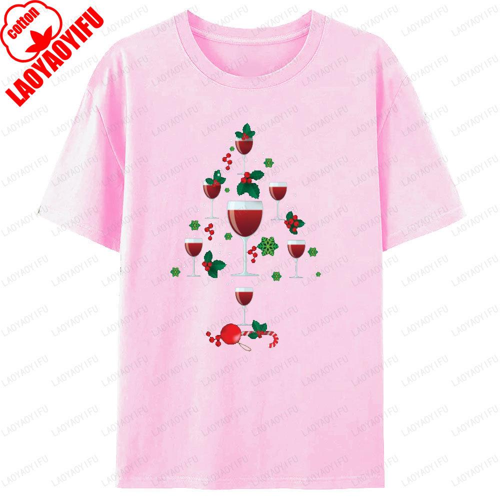 Wine Glass Christmas Tree TShirt Unisex Unisex Wine Lovers Holiday T Shirts Gift Unisex Print Crewneck Tops Xmas Casual Tshirt