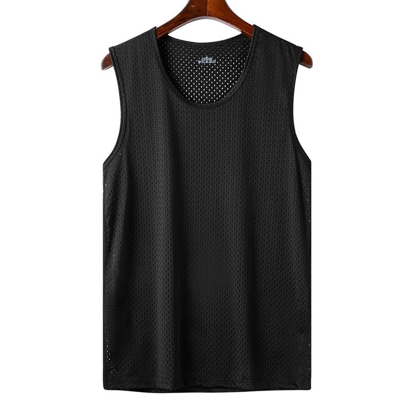 Men's Ice Silk Mesh Tank Tops Gym Stringer Transparent Bodybuilding Sleeveless Shirt Fitness Vest Male Mesh Muscle Singlets