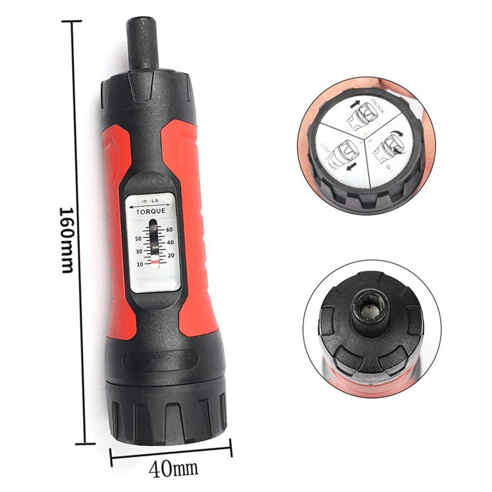 1pcs Manual Preset Torque Driver Screwdriver 1/4Inch Drive Wrench Non-Slip 10-65In.Lb Hand Tool Carbon Steel Torque Wrench