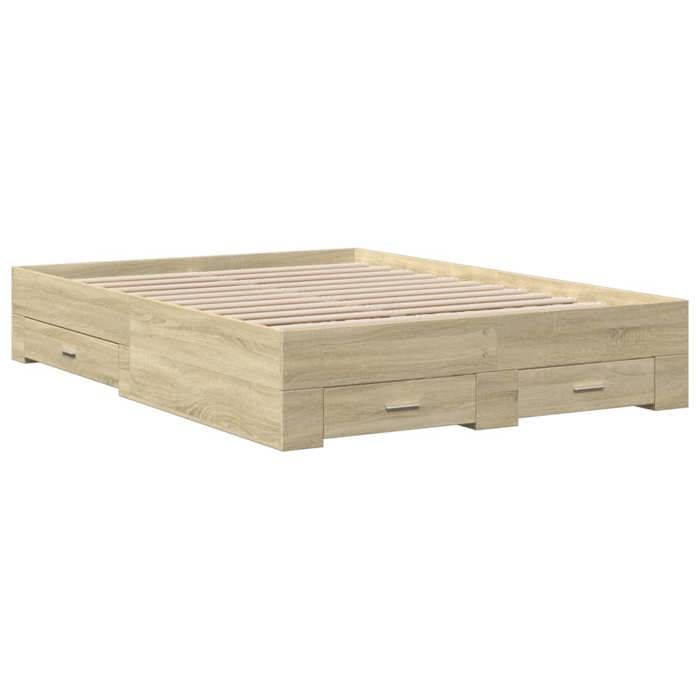 VidaXL Cadre de lit et tiroirs chêne sonoma 140x190 cm bois ingénierie, lit, lit de rangement, cadre de lit double, lit 3280400