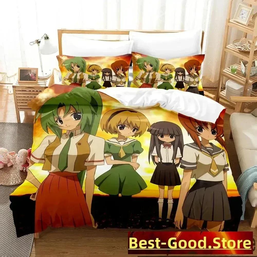 3D Anime Higurashi When They Cry Bedding Set Duvet Cover Sheet Printed Bed Set Pillowcase Full Queen King Size Comforter Bedroom