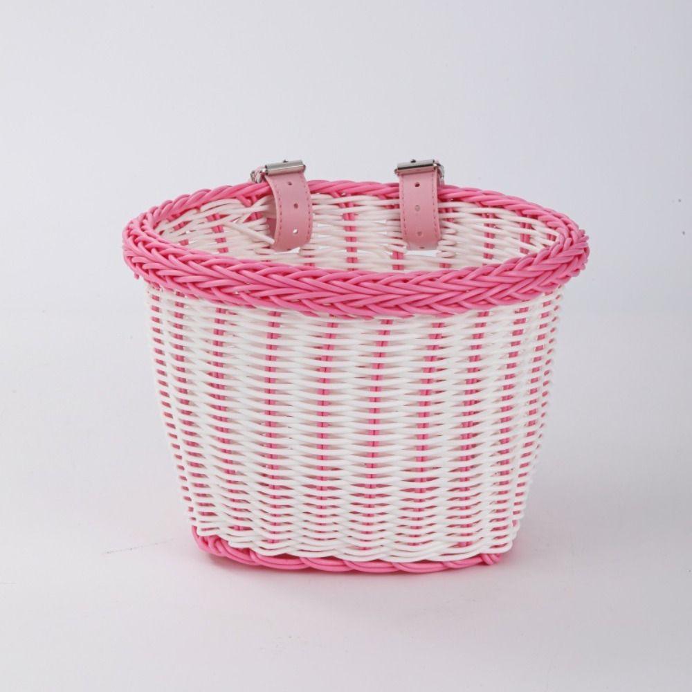 Handwoven Bicycle Basket Adjustable Leather Straps Bicycle Storage Basket  Cycling