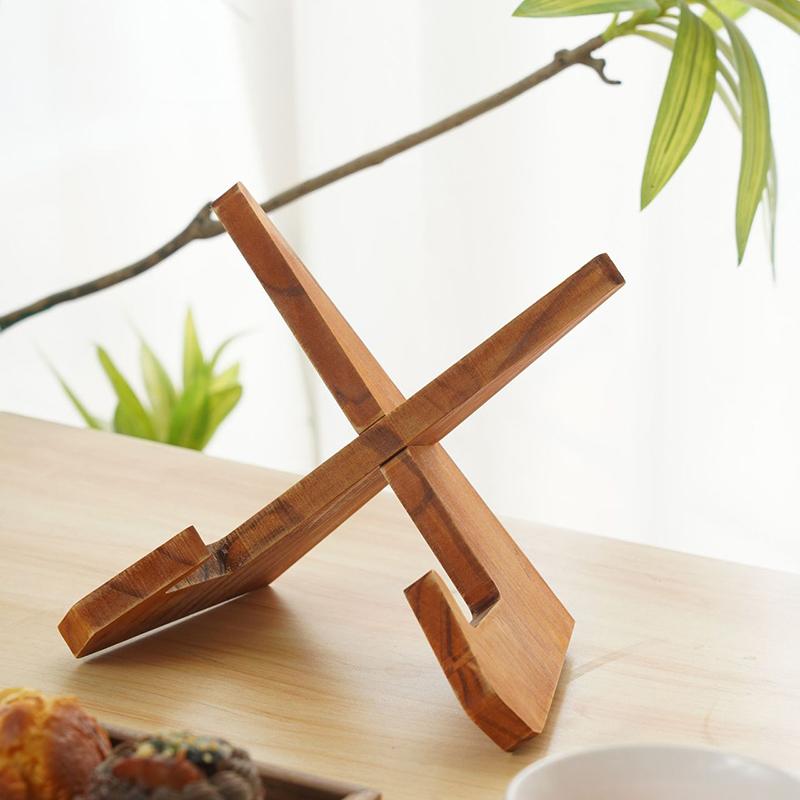 Wooden Book Stand Adjustable Recipe Rack for Cookbook Tablet Document Display Perfect for Kitchen Home Reading and Storage