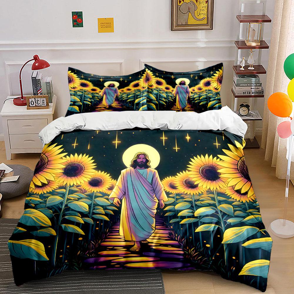 

Sunflowers and halo figure. Bedding sets Duvet cover sets Duvet covers Pillowcases(1 * Duvet Cover 2 * Pillowcases without duvet insert) 135x200cm