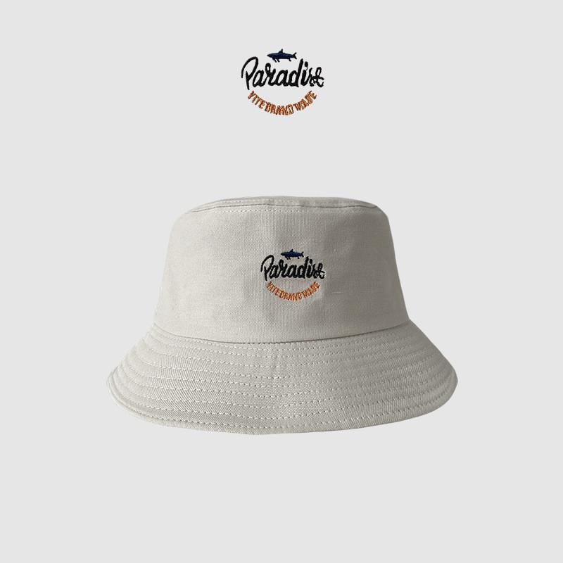 Stylish Unisex Cotton Bucket Hat With Shark Embroidery Breathable And Sunblock